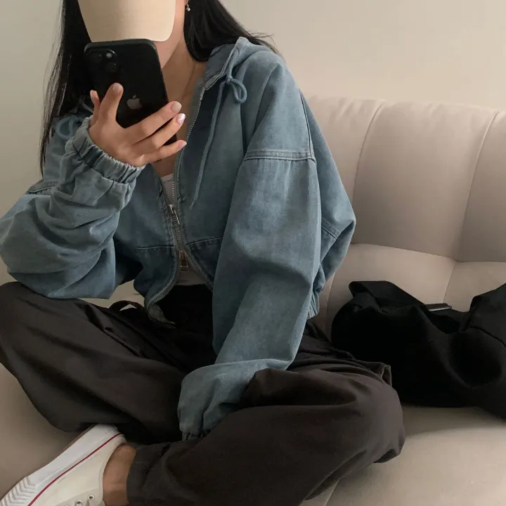 [단독!2가지버전💫/투웨이!] 데님 밴딩후드 투웨이 크롭,루즈핏 야상점퍼/집업 - 2color 상세 이미지 10