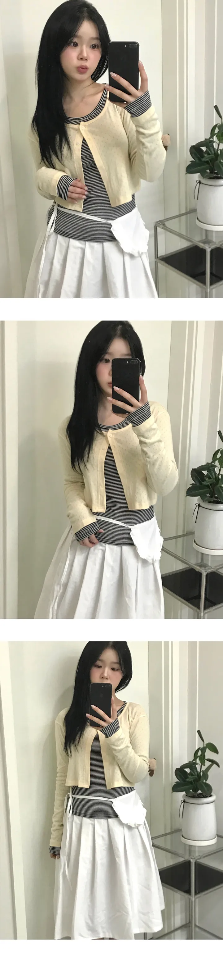 펀칭 크롭 투버튼 가디건  3color 상세 이미지 8
