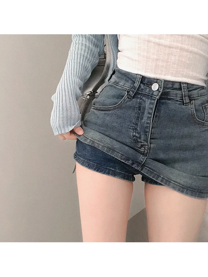 [단독진행🤍/완전착붙핏!!] 니버 하이웨스트 치마바지 바지안감 데님 미니 스커트 인생핏 초미니 봄데님 봄여름스커트 봄여름치마 봄옷 봄신상 상세 이미지 9