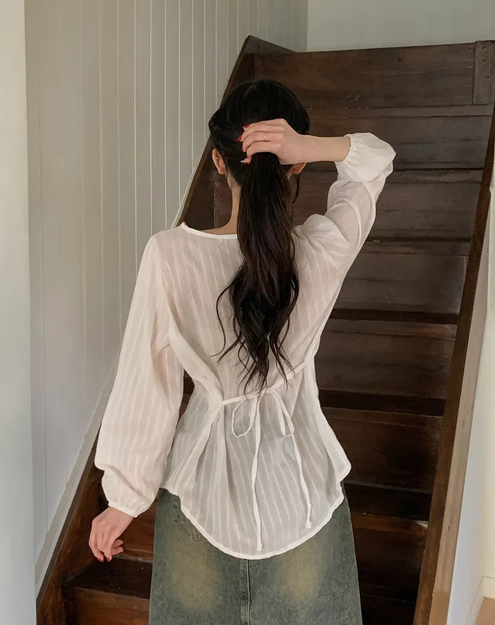 [반팔추가💛] 플로아 레이스 펀칭 블라우스 3colors 상세 이미지 8