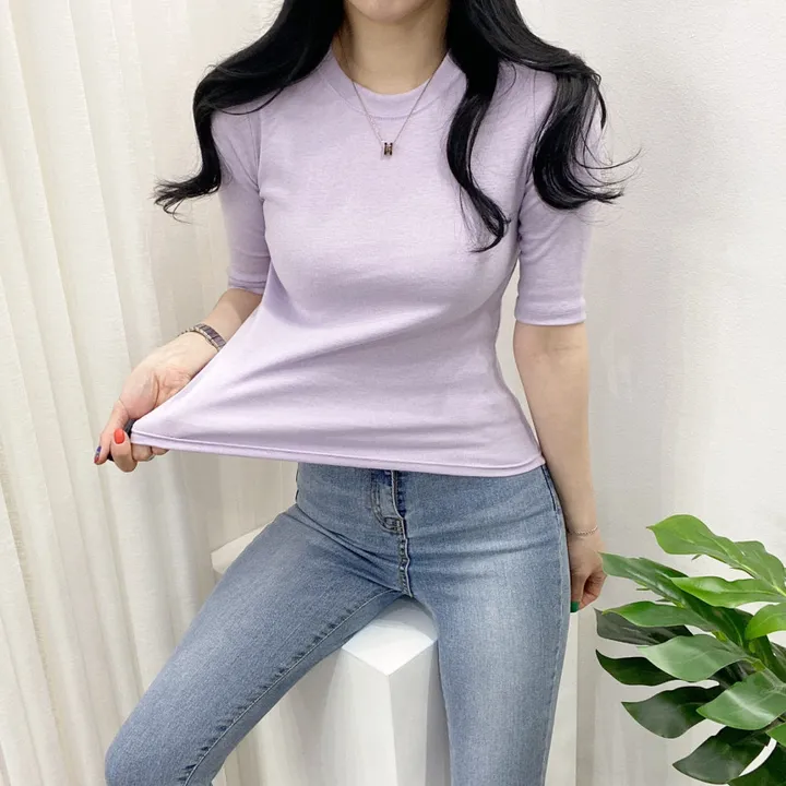 🚀당일발송🚀[묶음할인/데일리] 봄 여름 메이 부들 샤베트 5부 티셔츠 이너티 상세 이미지 47