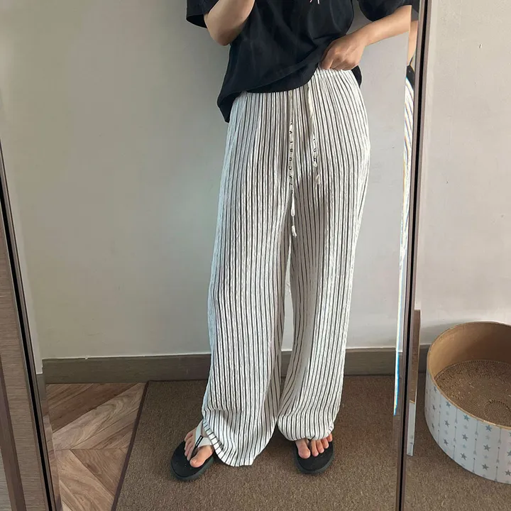 🎀핏보장🎀 찰랑 모던 스트라이프 밴딩팬츠 잠옷바지 마실룩 상세 이미지 33