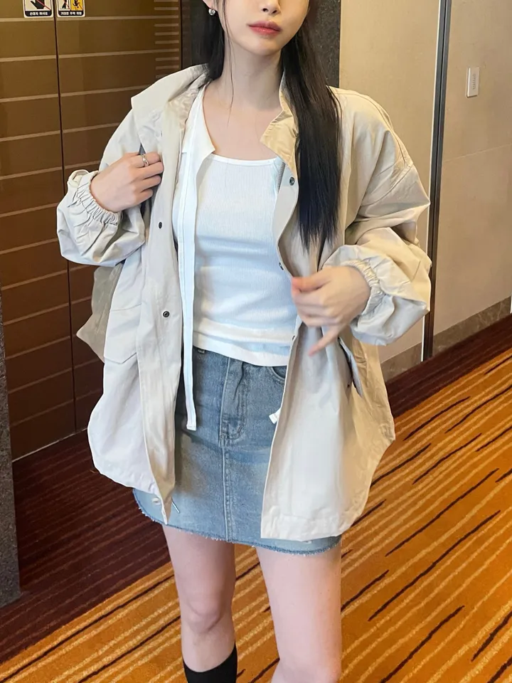 [간절기/오버핏] 피치 야상 집업 (beige) 상세 이미지 10