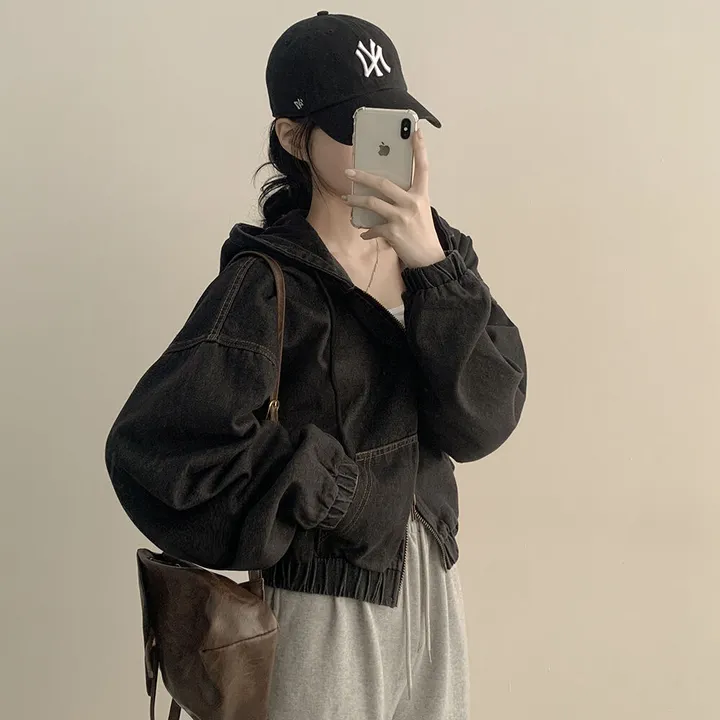 [왕박시/아방핏✨] 데님 빅후드 투웨이 청자켓 후드집업 숏점퍼 연청 흑청 개강룩 캠퍼스룩 빅사이즈 상세 이미지 19