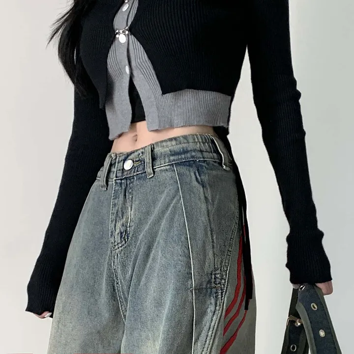 [ 가을신상 ! /  S, M, L   ]레드 라인 데님 트랙팬츠 청바지 * 뒷밴딩 ㅇ * [9OOD PANTS] 상세 이미지 15