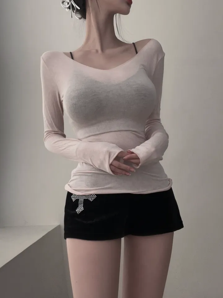 [개말라/몸매보정🎥] 촉촉슬림 여리글램 착붙티 6color / 브라탑세트구매 상세 이미지 15