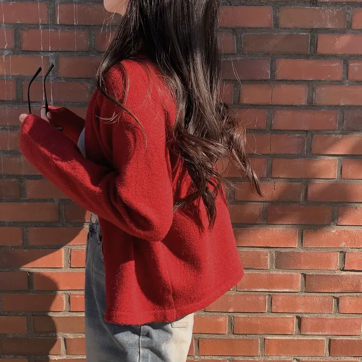 [new컬러추가!/피부하얘보이는❤️]얼굴에 형광등 켰어? 피부 하얘보이는 이유2, 배색 라인 라운드넥 니트 가디건 상세 이미지 14