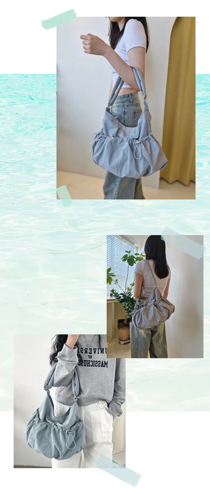 키링선물 보부상가방 편한어깨끈 신학기 나일론가방 셔링가방 나일론숄더백 투포켓 에코백 여행가방 크로스백 상세 이미지 16