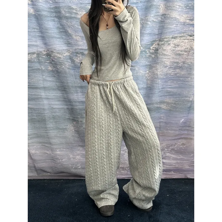 누빔🌡️[UNISEX/소장추천!]퀼트 블랭킷 웜업 케이블 포인트 윈터 루즈 와이드 트레이닝 팬츠(4color/5-7일 여유주문) 상세 이미지 60
