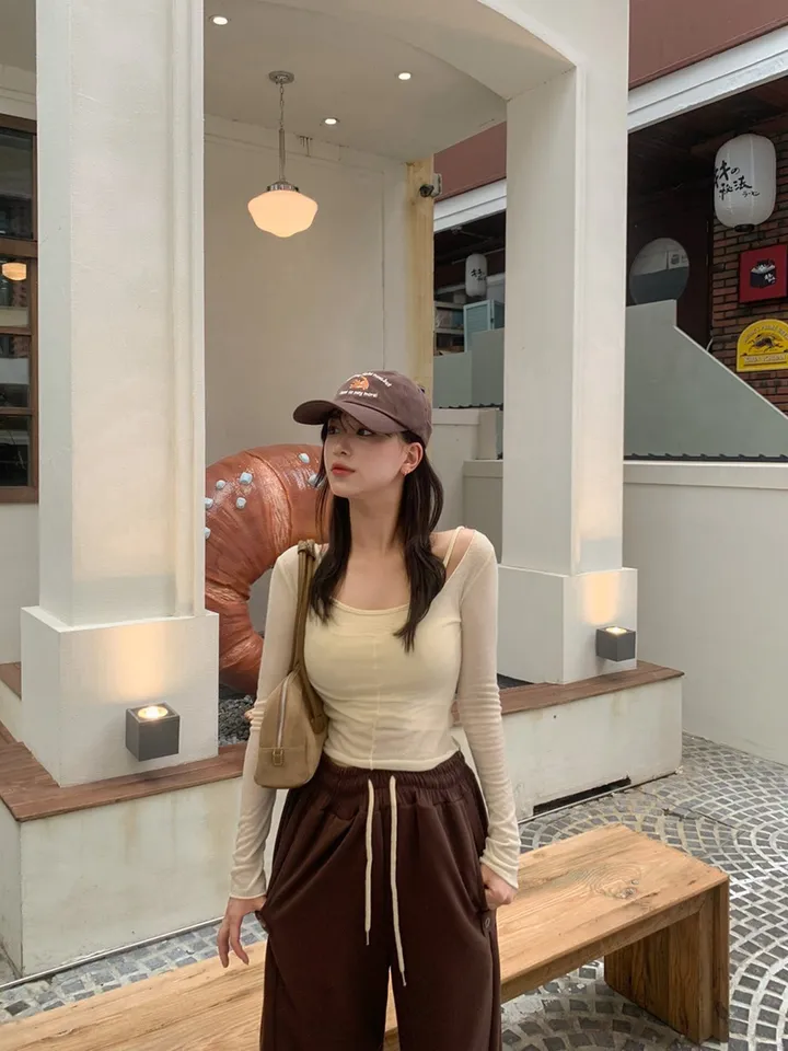 기모추가🔥[인생핏✨2way] 허리밴딩 비조 트레이닝 와이드 팬츠 투웨이 스냅버튼 절개 하이웨스트 롱 일자 츄리닝 바지 하의 체형커버 코튼 면 Y2K 공항룩 봄 간절기 9col 상세 이미지 12