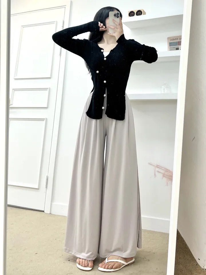✨여름부클소재!✨어깨패드O 언발 사선 진주 부클 가디건 니트 (4COLOR) 여름니트 여름가디건 진주버튼 옆단추 트임 가디건 상세 이미지 16