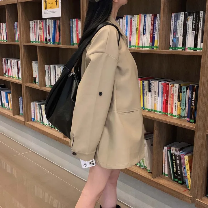 [힙덮는기장감~/블랙 당일출고🎉] 자체제작 #크치Made 오디너리 롤업 오버핏 하프 레더자켓 - jk 상세 이미지 65