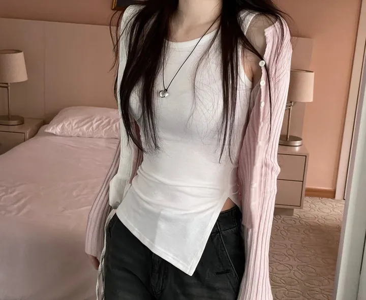 (부드러워요!) 5color 로제 소프트 골지 텐션 슬림핏 버튼 롱슬리브 니트 가디건 상세 이미지 32
