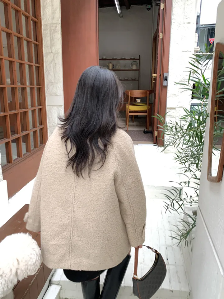 [안감누빔]테이퍼 부클 하프코트*베이지 당일발송 상세 이미지 15