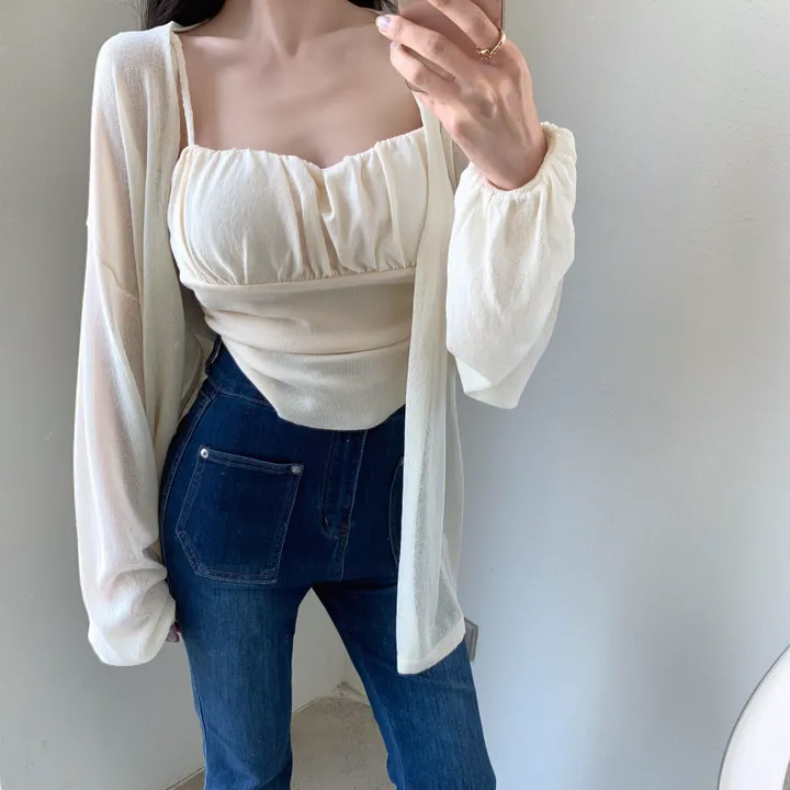 로코 셔링탑set 루즈핏 가디건 상세 이미지 19