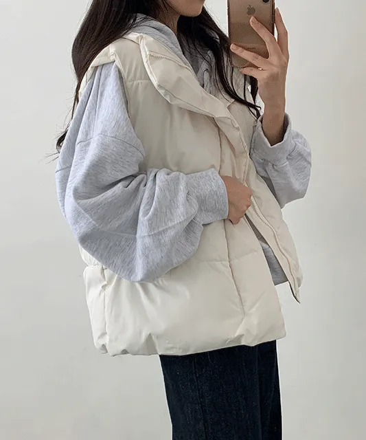 라제 오버핏 하이넥 패딩 조끼 (2color) [남여공용/빅사이즈/겨울]