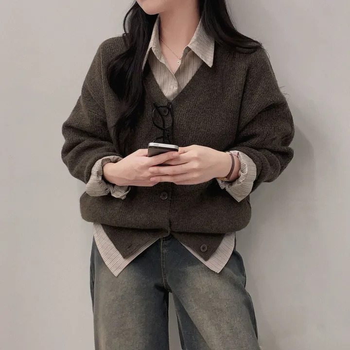 [인생가디건🤍]극여리 루즈핏 울 브이넥 니트 가디건 - 8color 상세 이미지 43