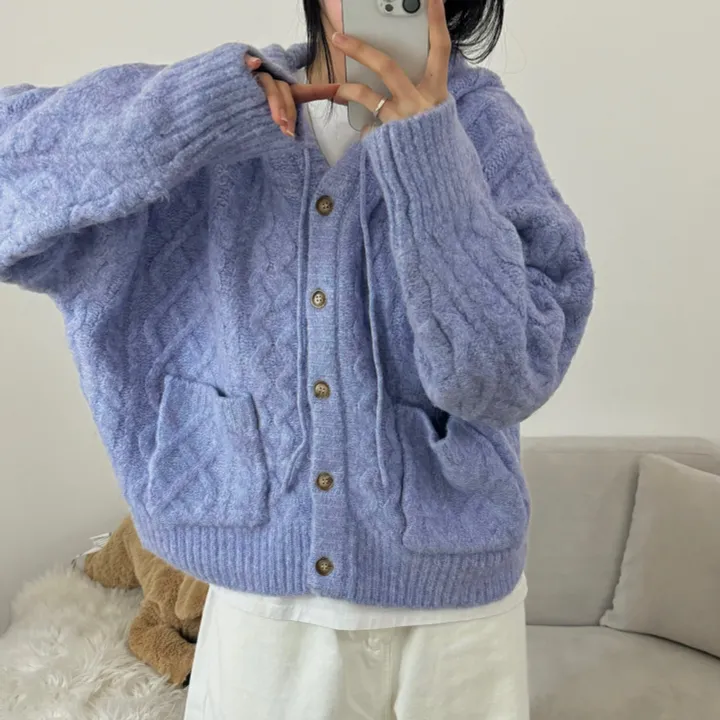 [따숩/폭닥] 알파카 겨울 케이블 후드 포켓 루즈핏 가디건 상세 이미지 26