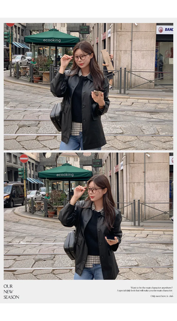 [자체제작/오늘출발/1만장돌파!]#봄🌷 바텐 오버핏 하프 레더 자켓 (데일리룩/개강룩/봄아우터/봄자켓/레더자켓/가죽자켓/루즈핏) 상세 이미지 122
