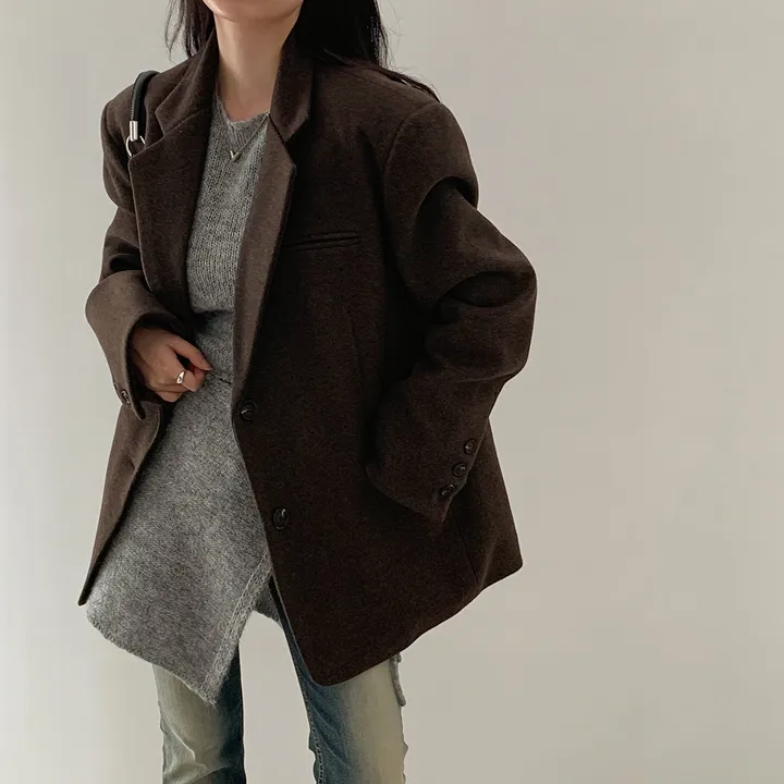 [wool100%/브랜드공정]  윈터 싱글 투버튼 카라 리얼 울 자켓 블레이저 - jk 상세 이미지 81