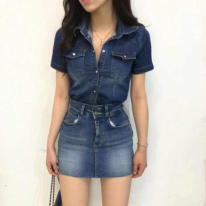 반팔/긴팔 주문폭주 스판 슬림핏 데님 청남방 자켓 셔츠 상세 이미지 31