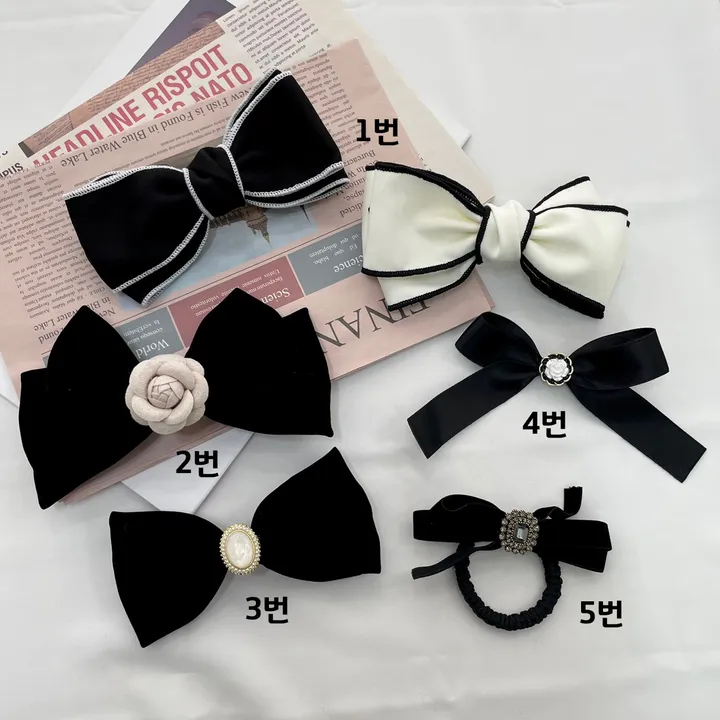 [🎀당일발송/할인 이벤트] 벨벳 빅 왕 실크 쉬폰 리본 리본핀 헤어핀 머리핀 머리끈 집게핀 헤어 모음 상세 이미지 3