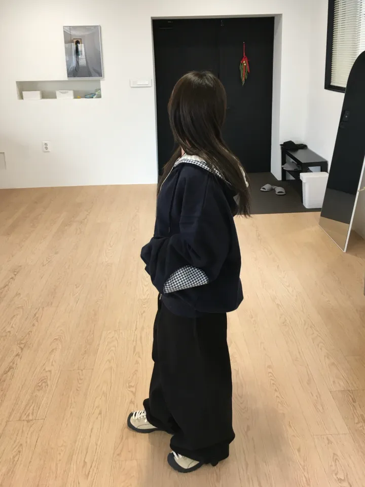 (*주문폭주 입고지연*)(2 color) 체크 패치 투웨이 후드집업 상세 이미지 54