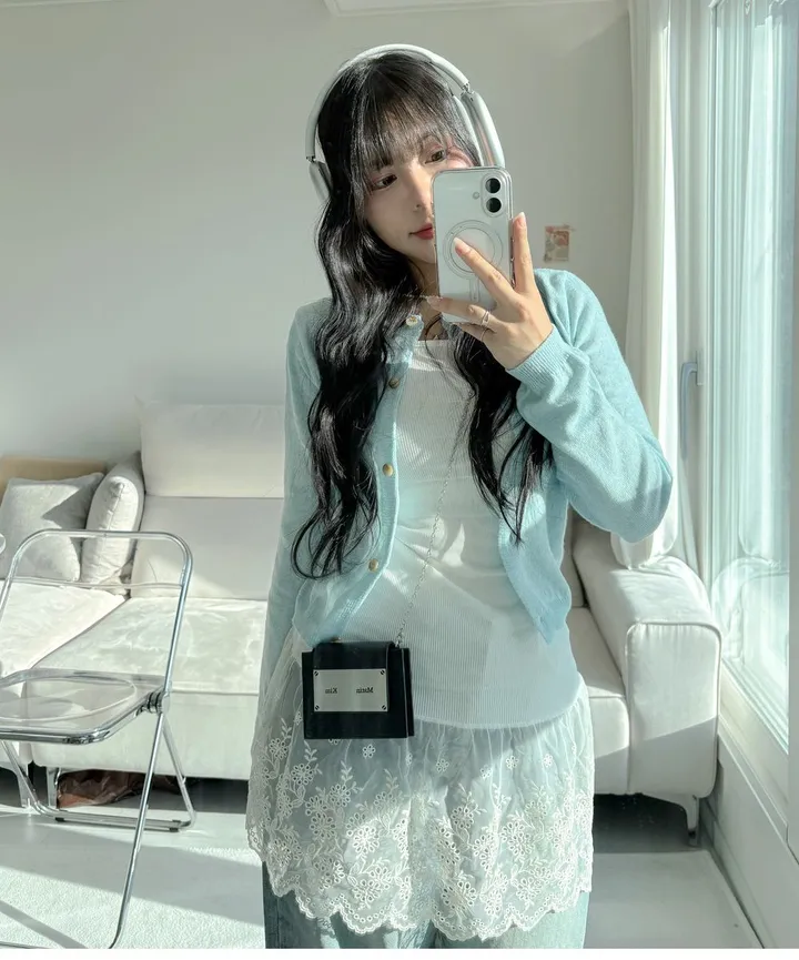 [너무 예뻐요../색감보장] 젤라또 레이어드 캐시미어 라운드 크롭 단추 니트 가디건 (9 col) 봄가디건 기본텝 상세 이미지 21