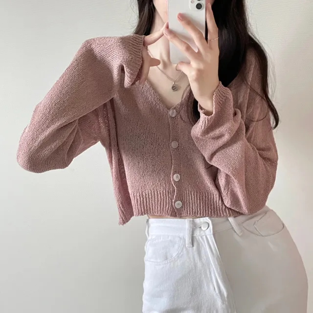 (5color)피넛 썸머 크롭 브이넥 가디건 상세 이미지 36