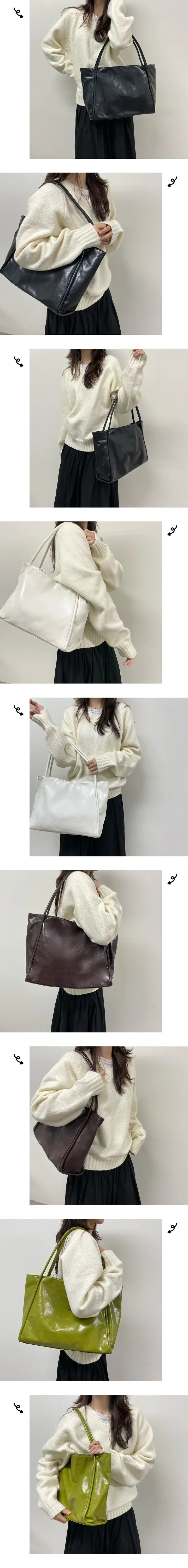 [ 당일출고 / 노트북수납 ] 레더 빅 보부상 숄더백 가방 상세 이미지 6