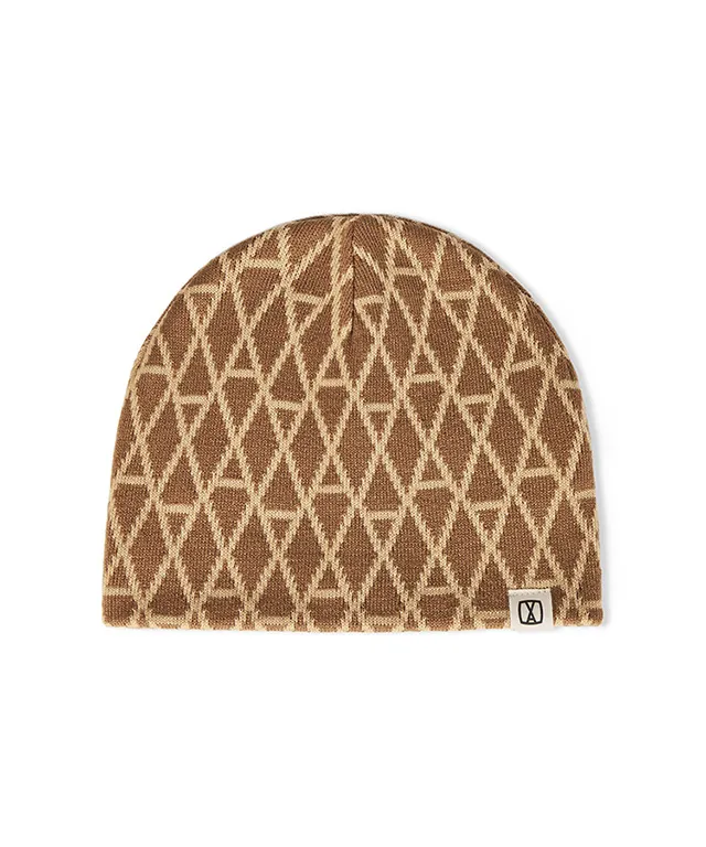 VA 패턴 자가드 비니 브라운