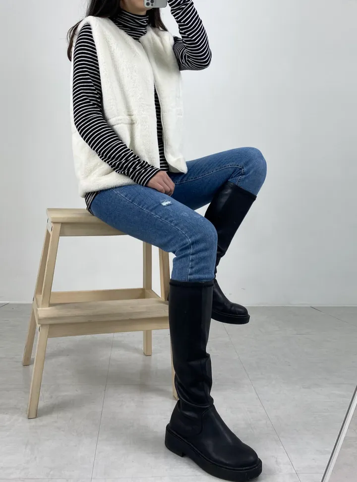 부드러운 페이크퍼 밍크 털조끼 퍼베스트 상세 이미지 5