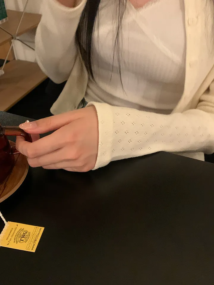 [ 3천장돌파 ] 펀칭가디건 크롭 라운드 가디건 루즈핏 레드가디건 빨간가디건 라운드넥가디건 빈티지가디건 상세 이미지 33