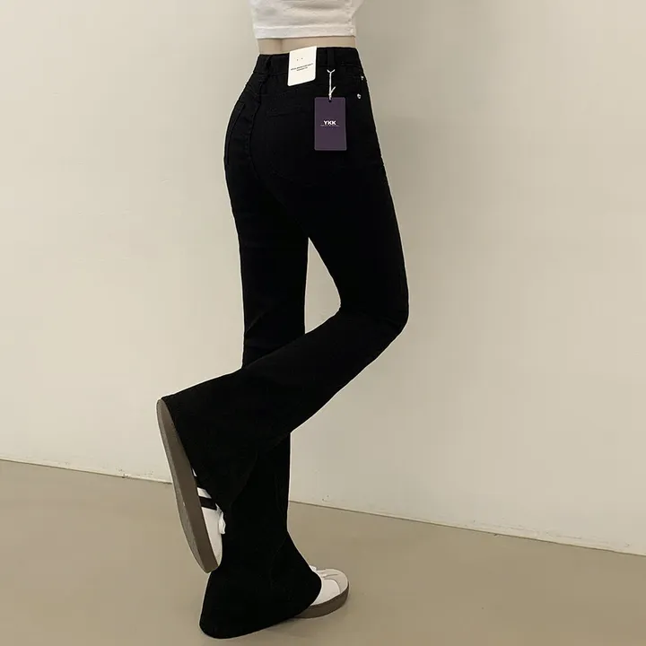 [S~2XL] 착붙핏🖤 체형보정 블랙 코튼 슬림 부츠컷 롱팬츠 키큰녀 키작녀 빅사이즈 상세 이미지 11