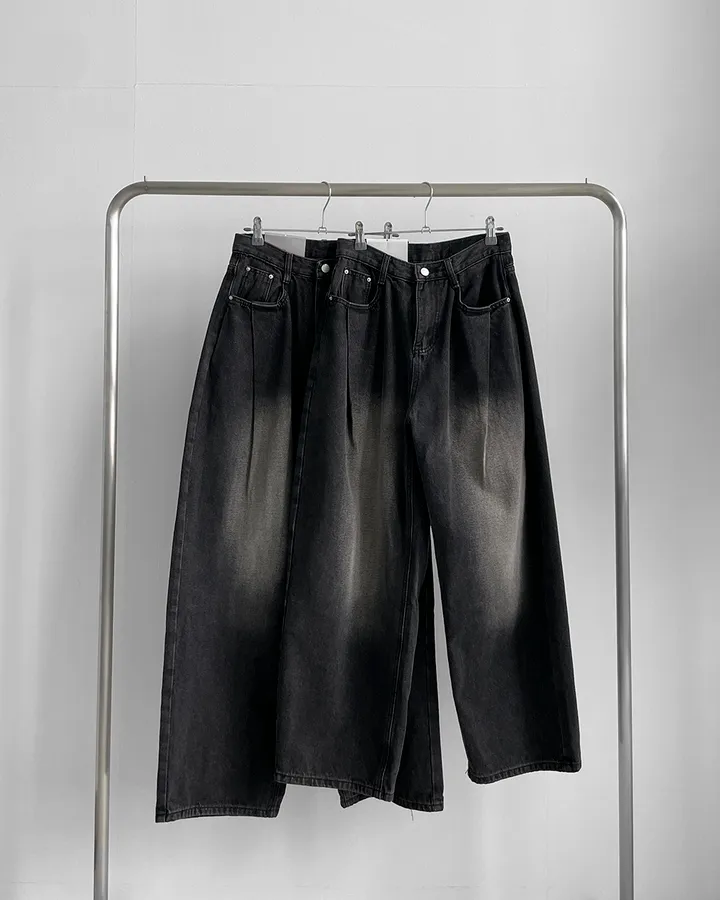[~XL/2기장] 응팔 레트로 1988 워싱 벌룬 원 핀턱 통 와이드 데님 팬츠 바지 상세 이미지 31