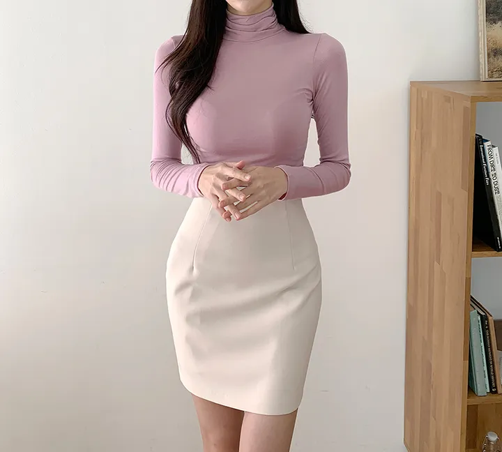 💕1+1할인/후기극찬💕촉촉 슬림 무지 목폴라 티셔츠 상세 이미지 12