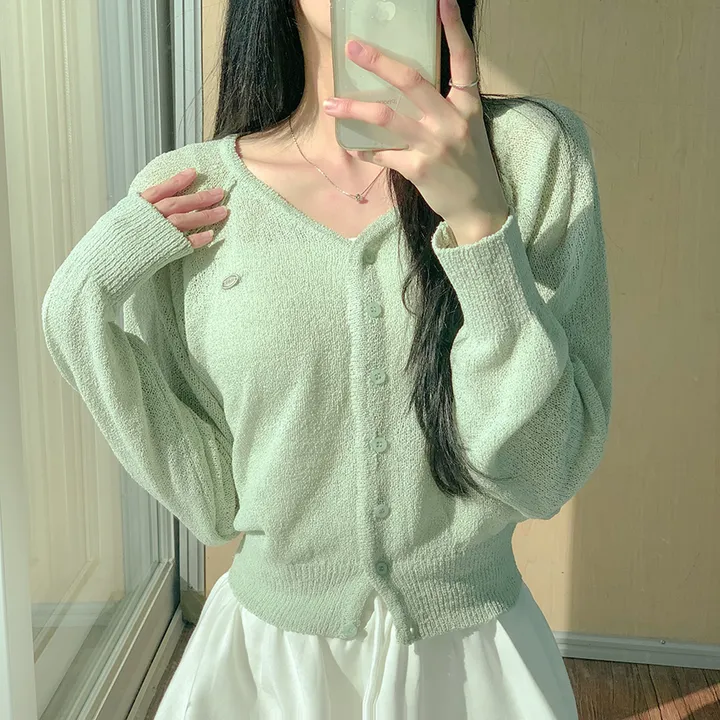 [여름신상💗] 부클 파스텔 팬던트 심볼 브이넥 여름 가디건 - 6color (파스텔/펜던트/와펜/나그랑/긴팔/브로치/쭈리/꾸안꾸/데일리/베이직/그물) 상세 이미지 22