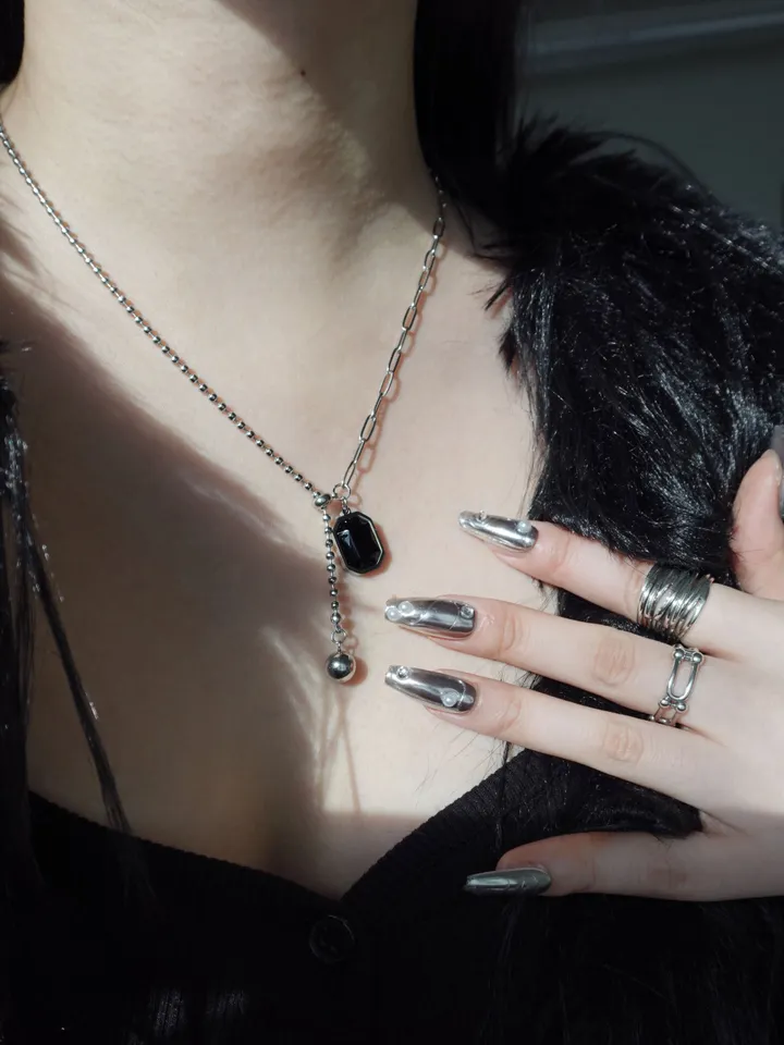 [s.steel] black drop necklace | 써지컬 블랙 드롭 목걸이 상세 이미지 13