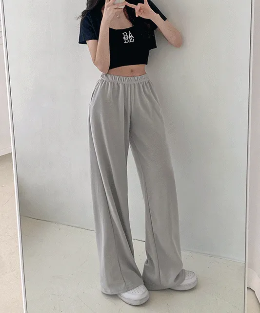 [MADE/숏&롱ver/힙] 해시태그 로우웨이스트 롱 와이드 밴딩 트레이닝 팬츠