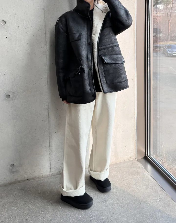 오버핏🖤 레더힙 스트링 무스탕 2Color 상세 이미지 23