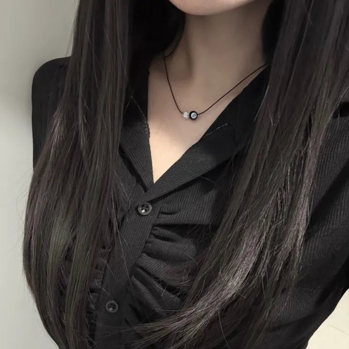 당일출고🚀 [자체제작/변색X] 블랙 에잇볼 포인트 실 목걸이 상세 이미지 10