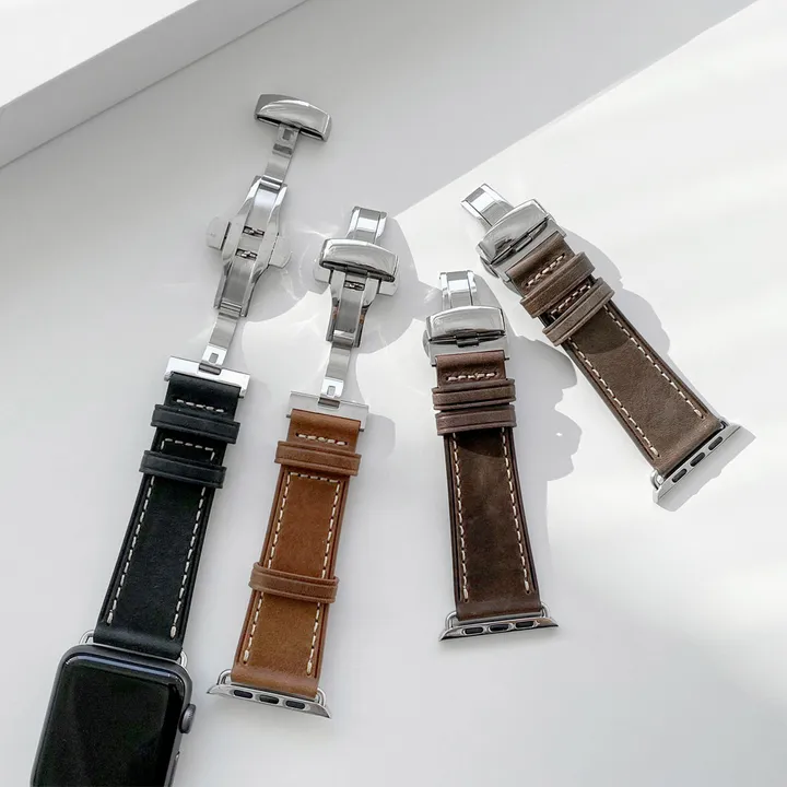 [당일출고] 애플워치10 9 8 7 SE SE2 38 41 42mm 울트라 가죽 래더 유광 무광 투톤 밴드 줄질 스트랩 상세 이미지 88