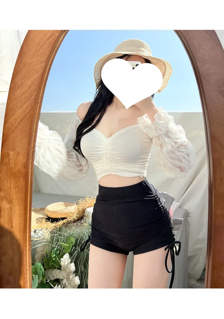 [누적10000장판매][당일발송] 스윔 스트링 하이웨스트 숏 팬츠 [국내제작 워터밤 흠뻑쇼 페스티벌 뱃살커버 똥배커버 군살커버 수영복 수영반바지 스윔숏츠 스윔웨어] [빠른출고] 상세 이미지 9