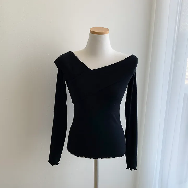 (여리글램핏ღ) 스윗 사선 오프숄더 긴팔 티셔츠 5color (S/S) 상세 이미지 33
