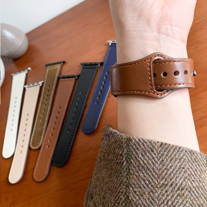 [당일출고] 애플워치10 9 8 7 SE SE2 38 41 42mm 울트라 가죽 래더 유광 무광 투톤 밴드 줄질 스트랩 상세 이미지 68