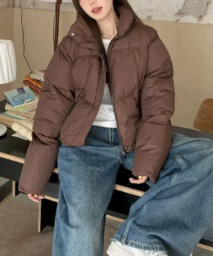 [데일리블로썸]콕 루즈핏 웰론 크롭 패딩 점퍼 2color