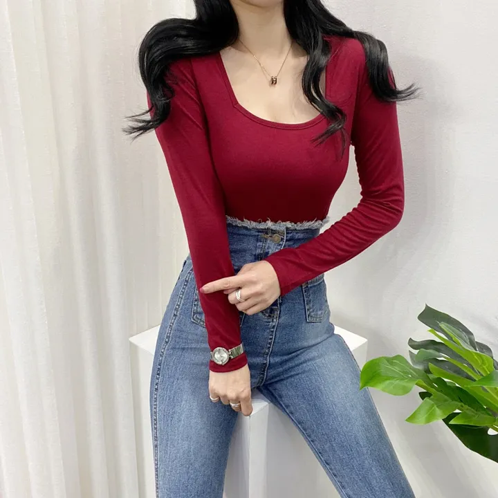 🚀당일발송🚀[묶음할인/11컬러] 조이 봄 가을 뉴 스퀘어넥 긴팔 티셔츠 이너티 상세 이미지 40