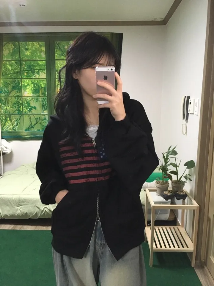 [최저가‎]⋆˚✿˖°아메리칸 성조기 미국 투웨이 후드 집업(2color) 상세 이미지 14