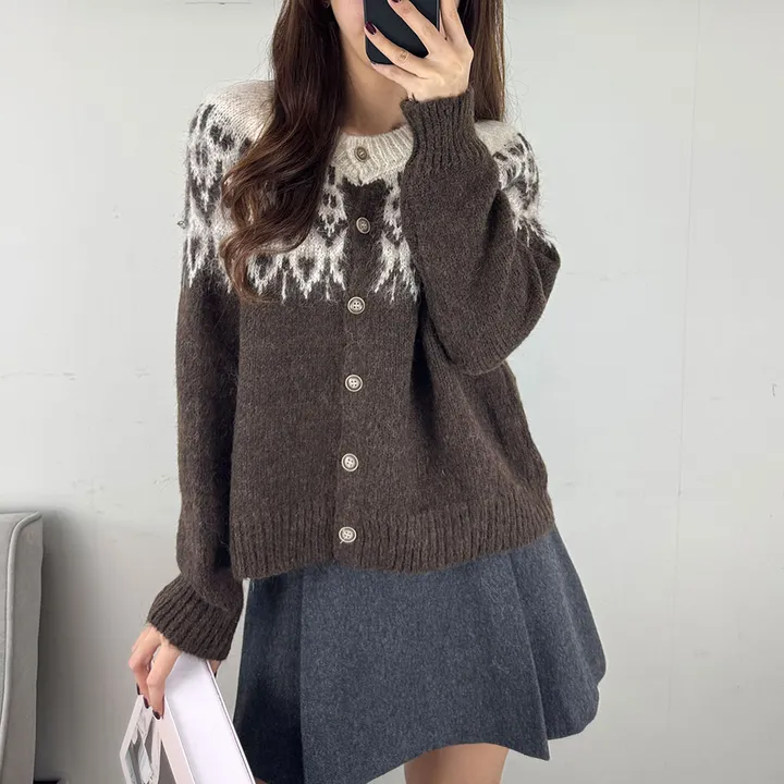 [당일발송] 3Color 앙고라 다이아 노르딕 니트 긴팔 가디건*1363 상세 이미지 14