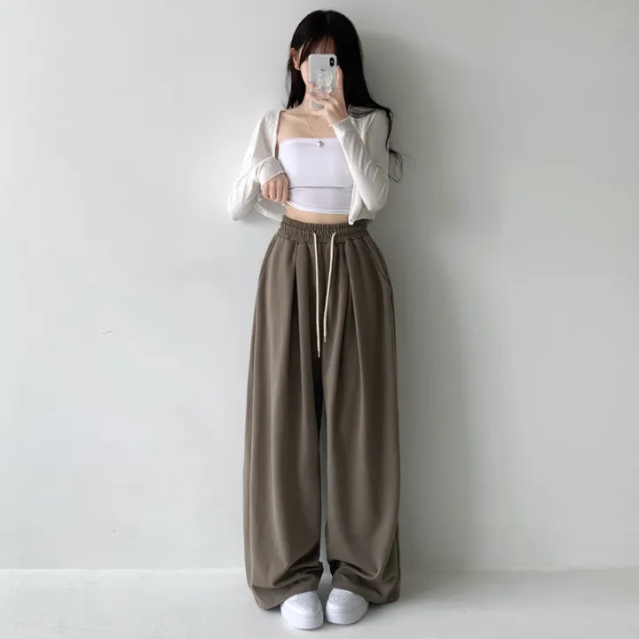 키작녀ver추가❤[하체커버,힙한핏🖤/사이드핀턱] 윈드 허리 밴딩 앞핀턱 사이드핀턱 밴딩 와이드 하이웨스트 로우라이즈 트레이닝 팬츠 바지 키작녀 키큰녀 하비추천 상세 이미지 28